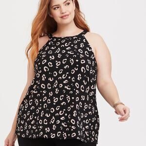 Torrid Black Leopard Animal Print Neutral Flowy Sleeveless Halter Tank Top 2X